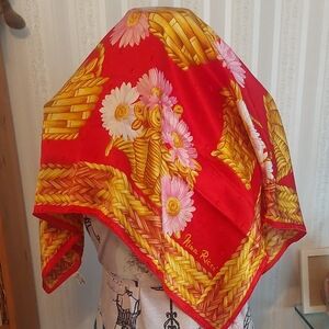 Nina Ricci Red and Yellow Floral Scarf
